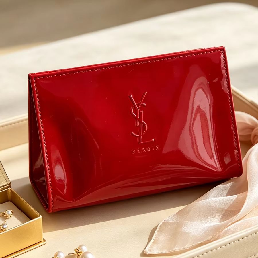 Ysl Beauty Makeup Bag - YSL Red Patent Leather Cosmetic Bag