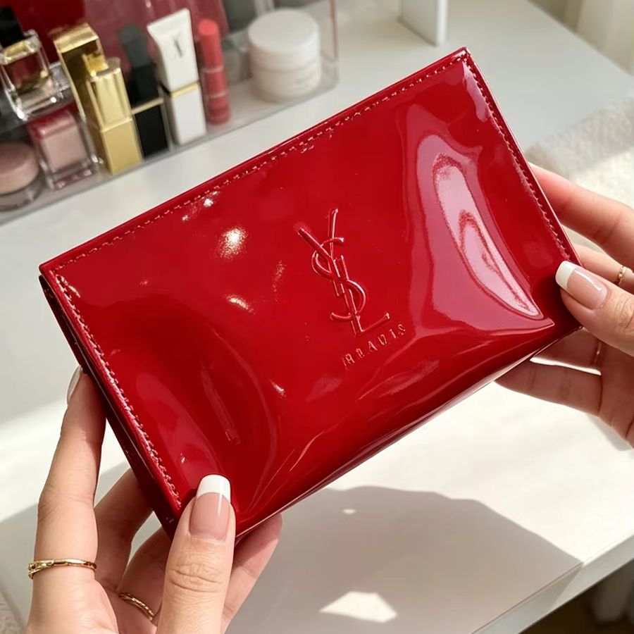 YSL Red Patent Leather Cosmeti - đánh giá và giá Ysl Beauty Makeup Bag