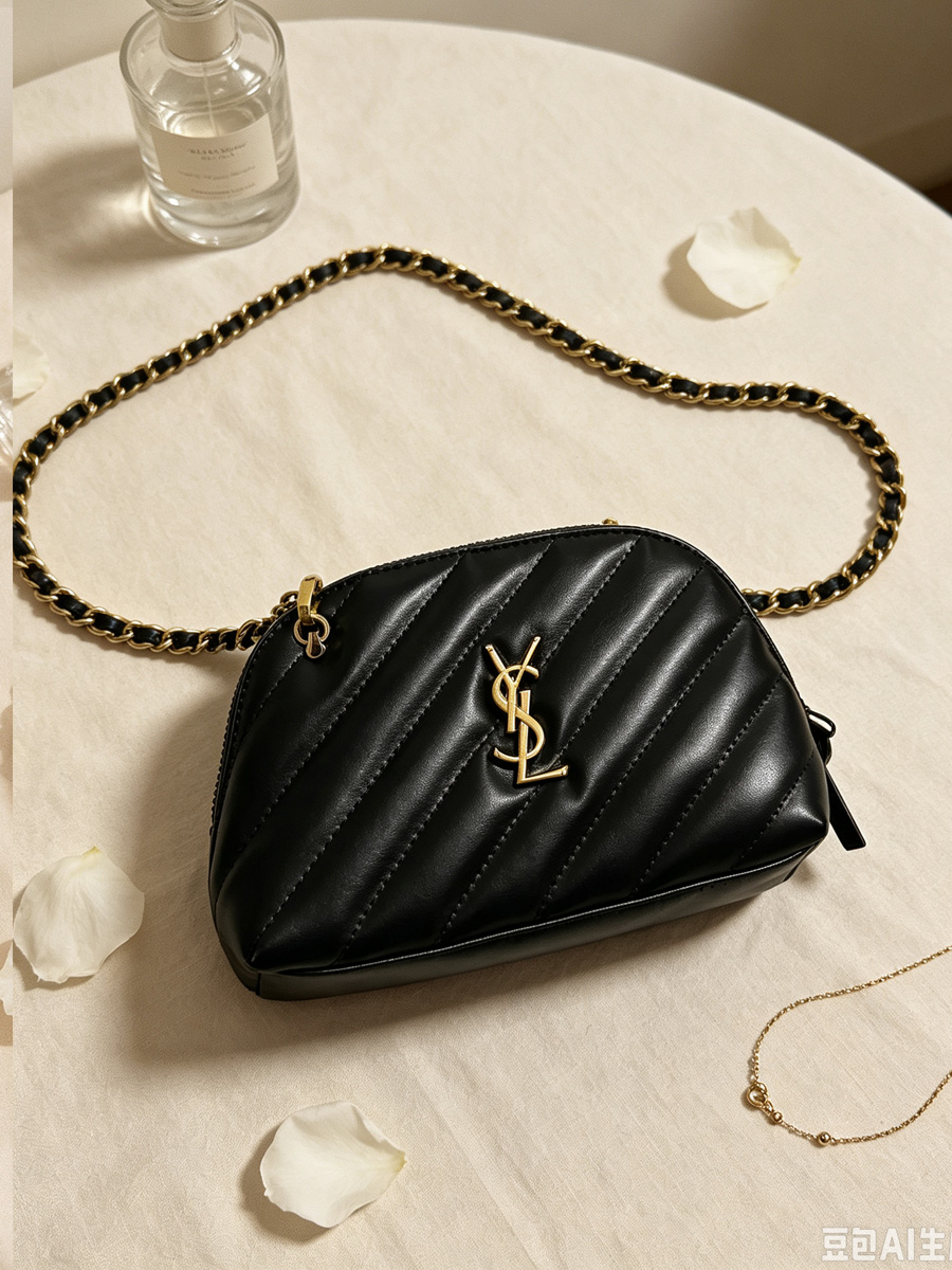 YSL Black Striped Leather Shel - đánh giá và giá Ysl Beauty Makeup Bag
