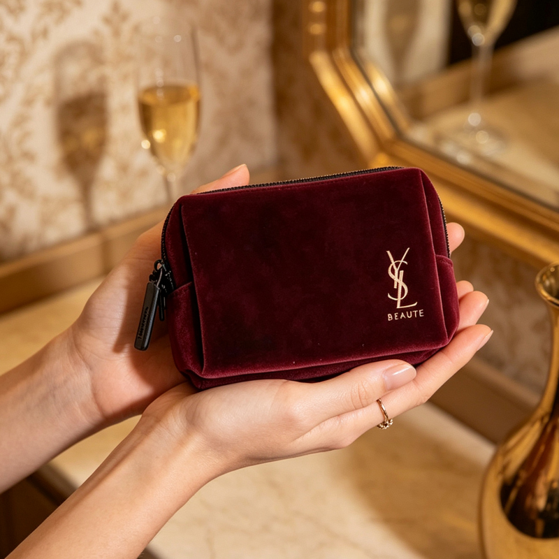 YSL Vintage Burgundy Velvet Ma - đánh giá và giá Ysl Beauty Makeup Bag