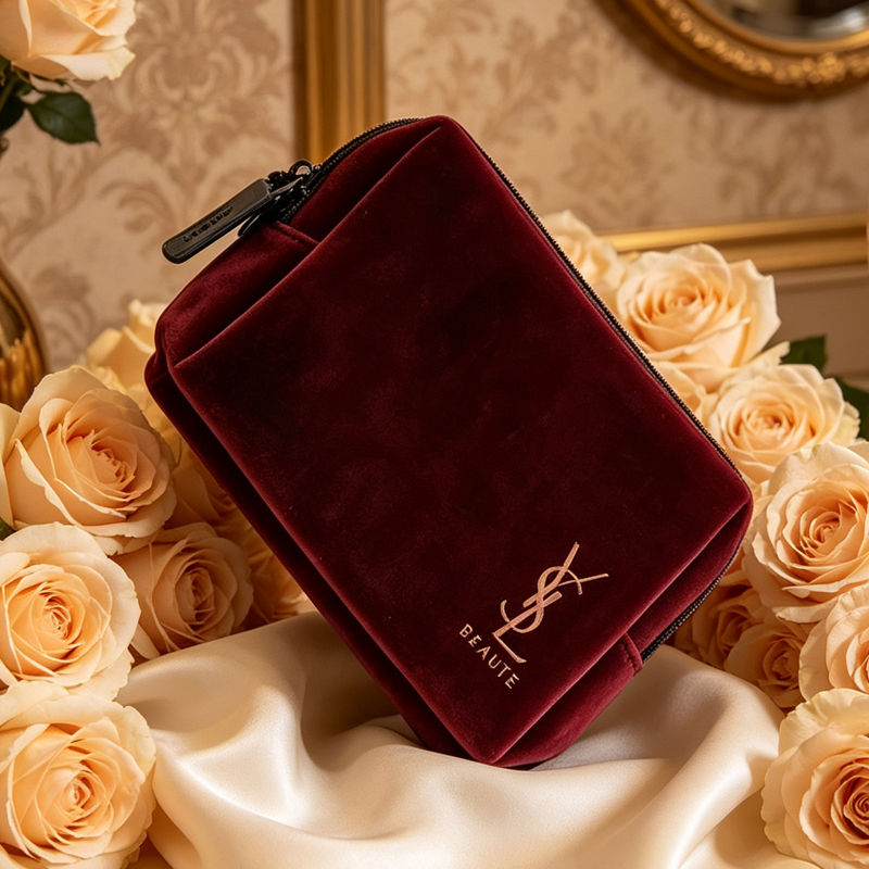 YSL Vintage Burgundy Velvet Ma - đánh giá và giá Ysl Beauty Makeup Bag
