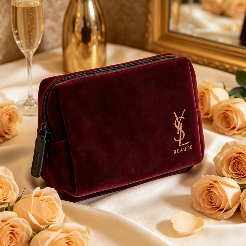 YSL Vintage Burgundy Velvet Ma - đánh giá và giá Ysl Beauty Makeup Bag