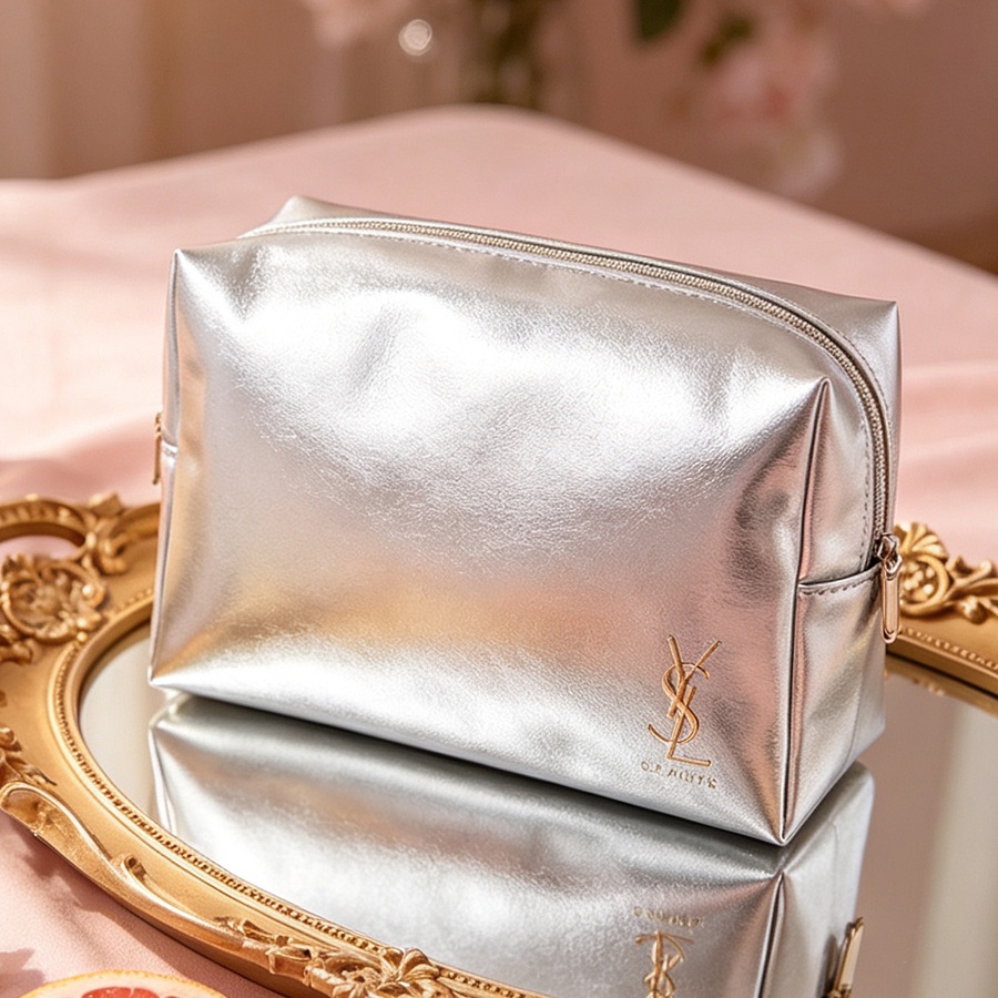 silver cosmetic pouch,faux lea - đánh giá và giá Ysl Beauty Makeup Bag