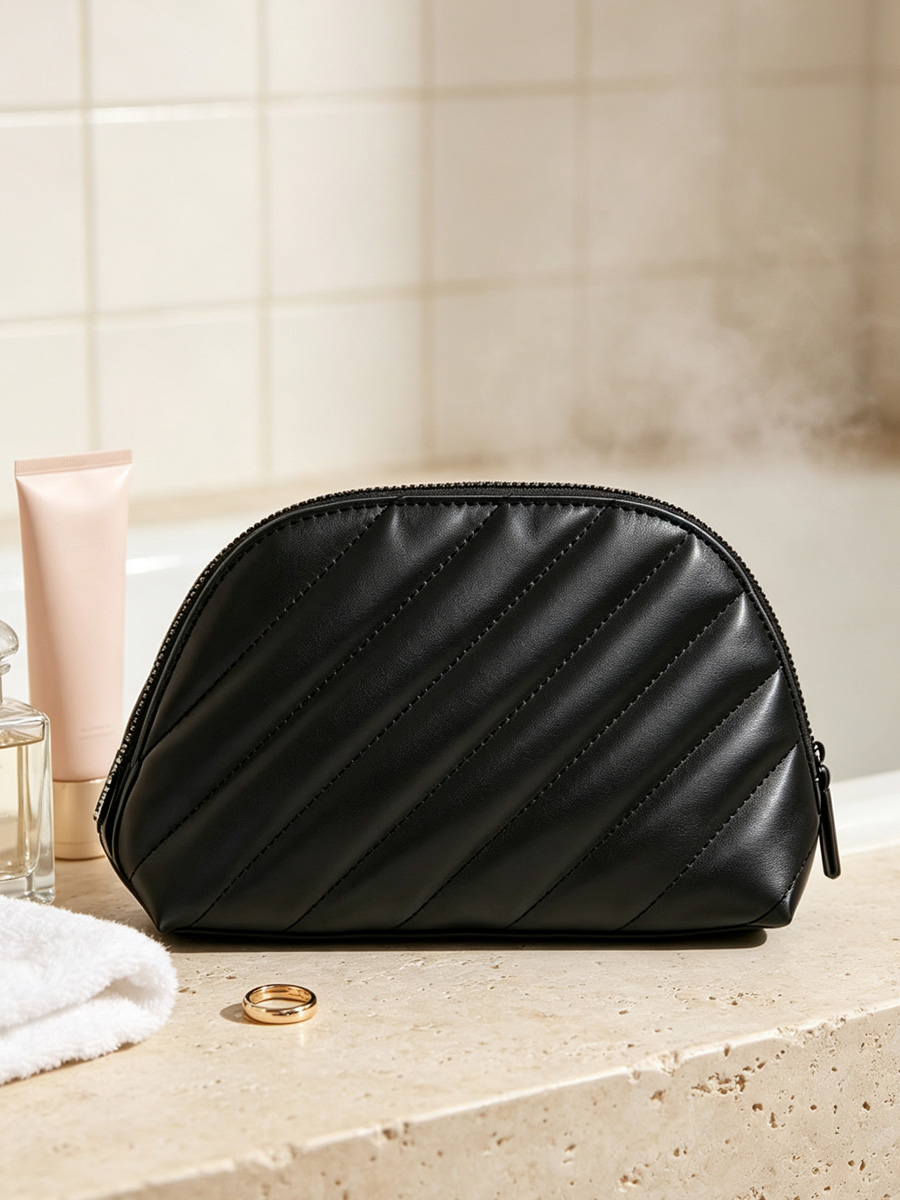 YSL black herringbone shell ma - đánh giá và giá Ysl Beauty Makeup Bag