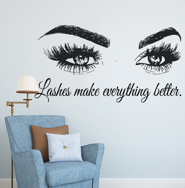 Lông mi Vinyl Tường Decal Beau - đánh giá và giá Makeup Is Beauty Quotes