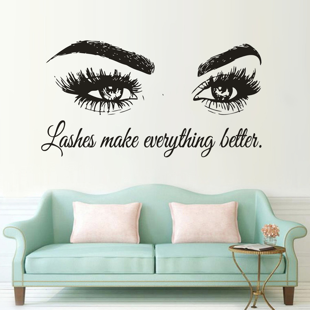 Lông mi Vinyl Tường Decal Beau - đánh giá và giá Makeup Is Beauty Quotes